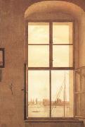 Caspar David Friedrich View of the Artist's Studio Right Window (mk10) oil on canvas